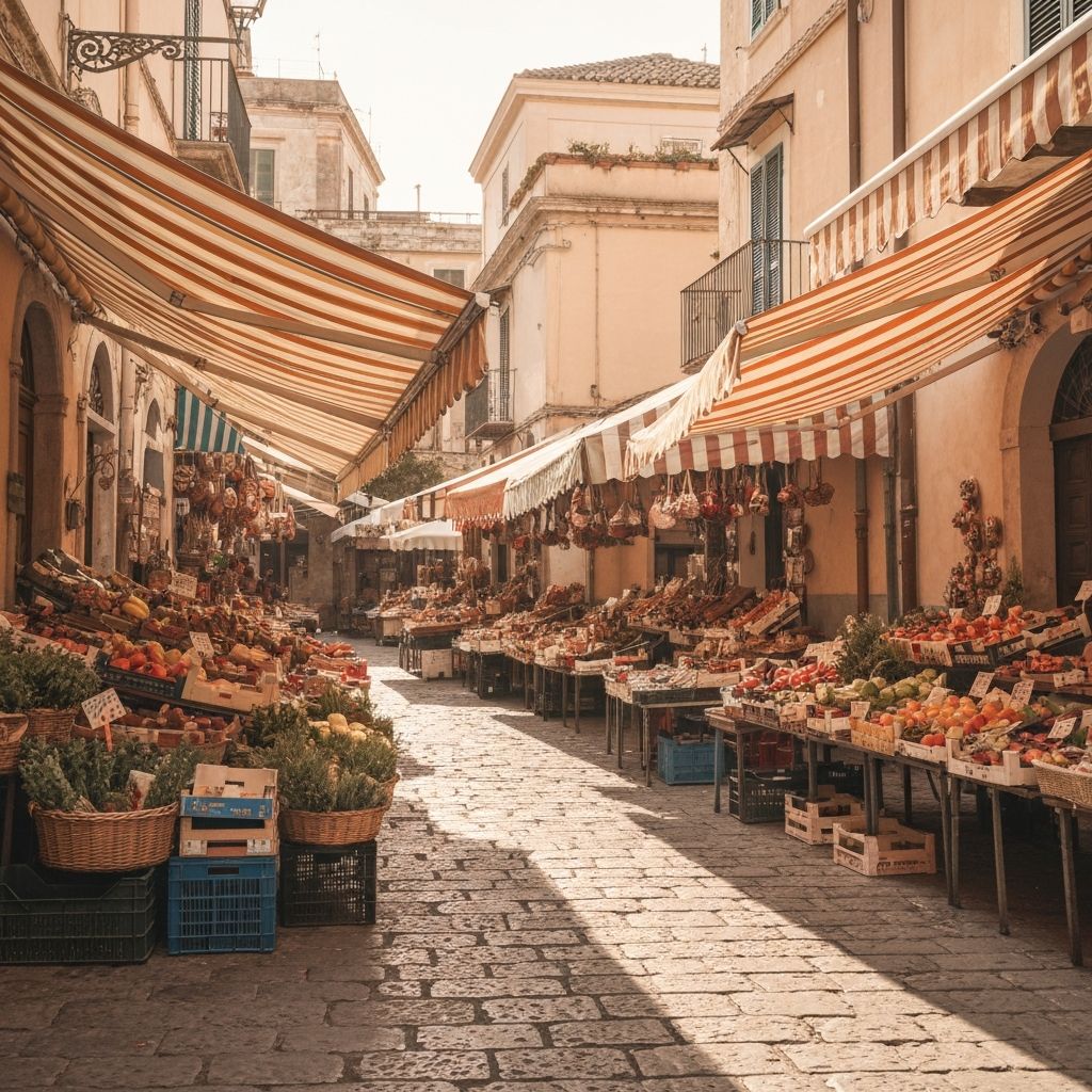 Mercato rionale con prodotti stagionali